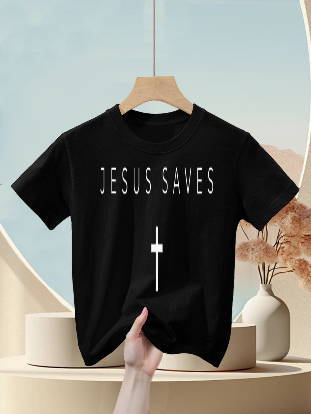 Jesus Saves Cross Subtle Christian Minimal Religious Faith Kids T-Shirt