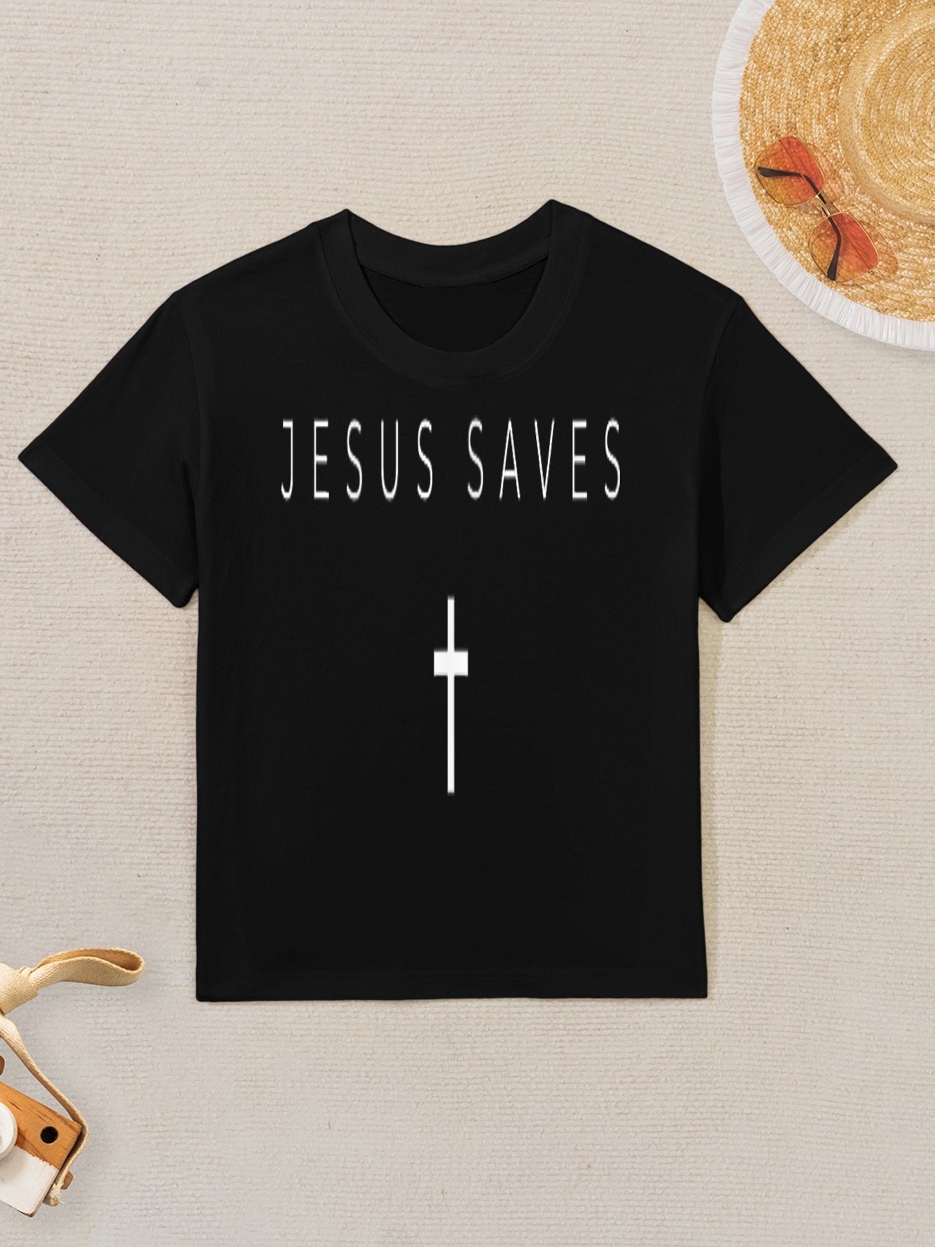 Jesus Saves Cross Subtle Christian Minimal Religious Faith Kids T-Shirt