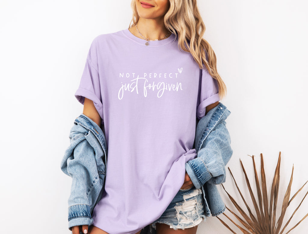 Not perfect Just Forgive Christian Comfort Colors Garment Dyed T Shirt