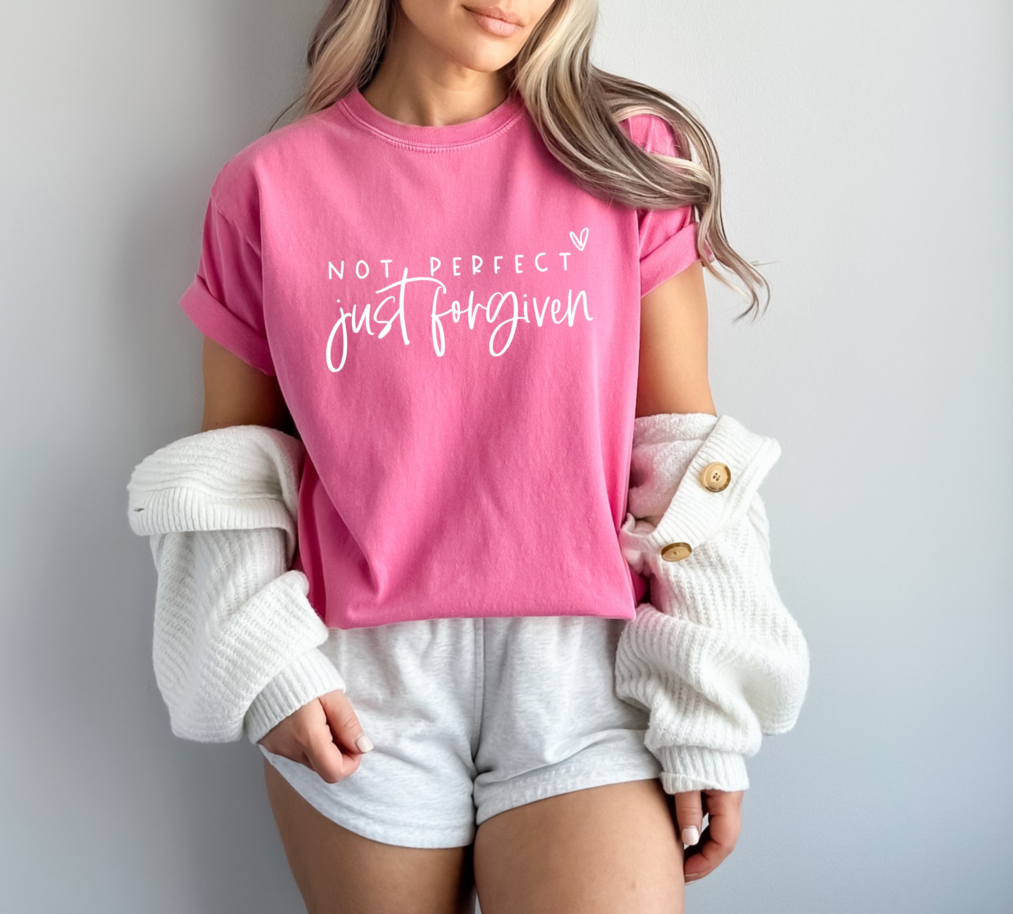 Not perfect Just Forgive Christian Comfort Colors Garment Dyed T Shirt