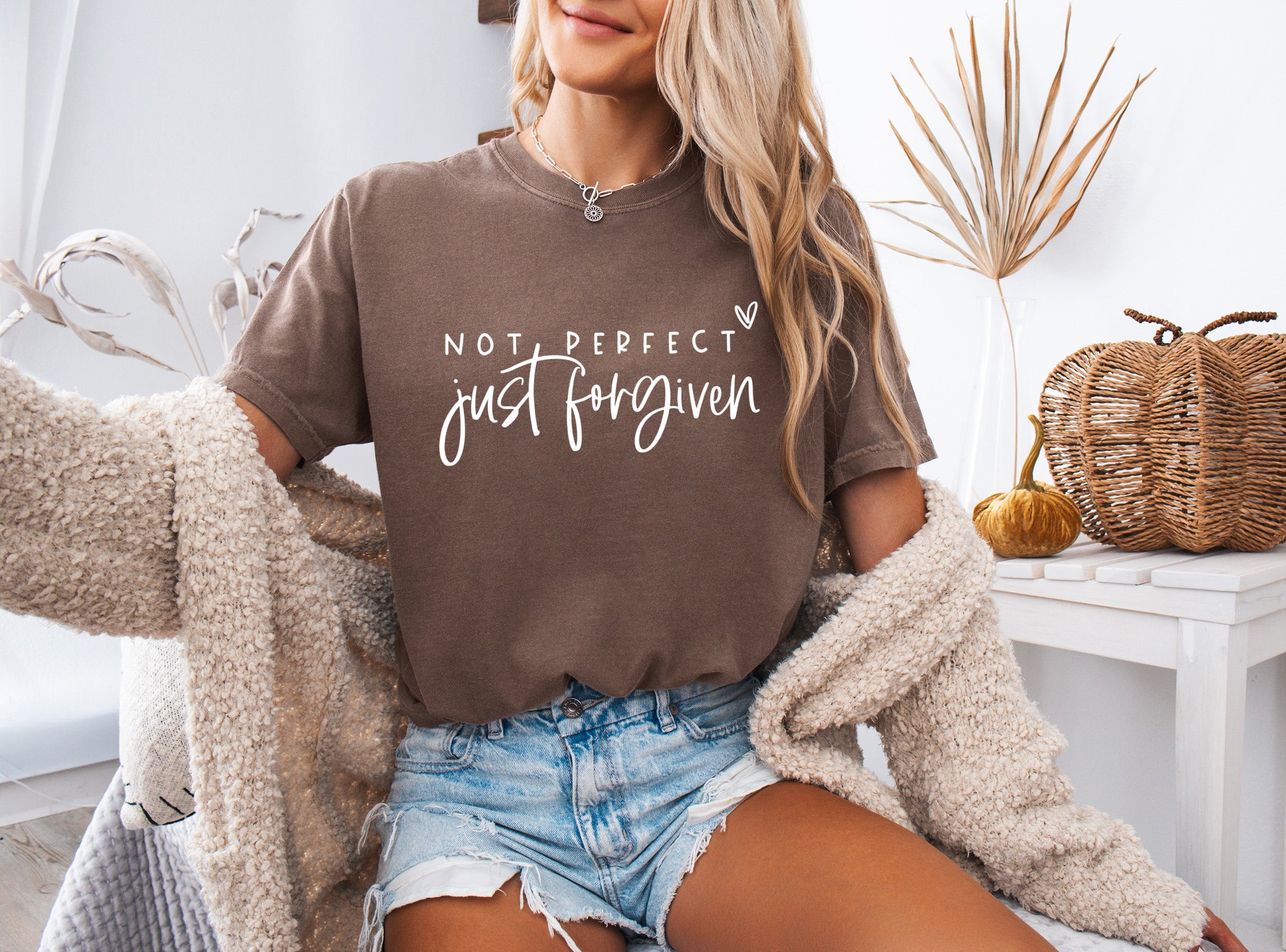 Not perfect Just Forgive Christian Comfort Colors Garment Dyed T Shirt