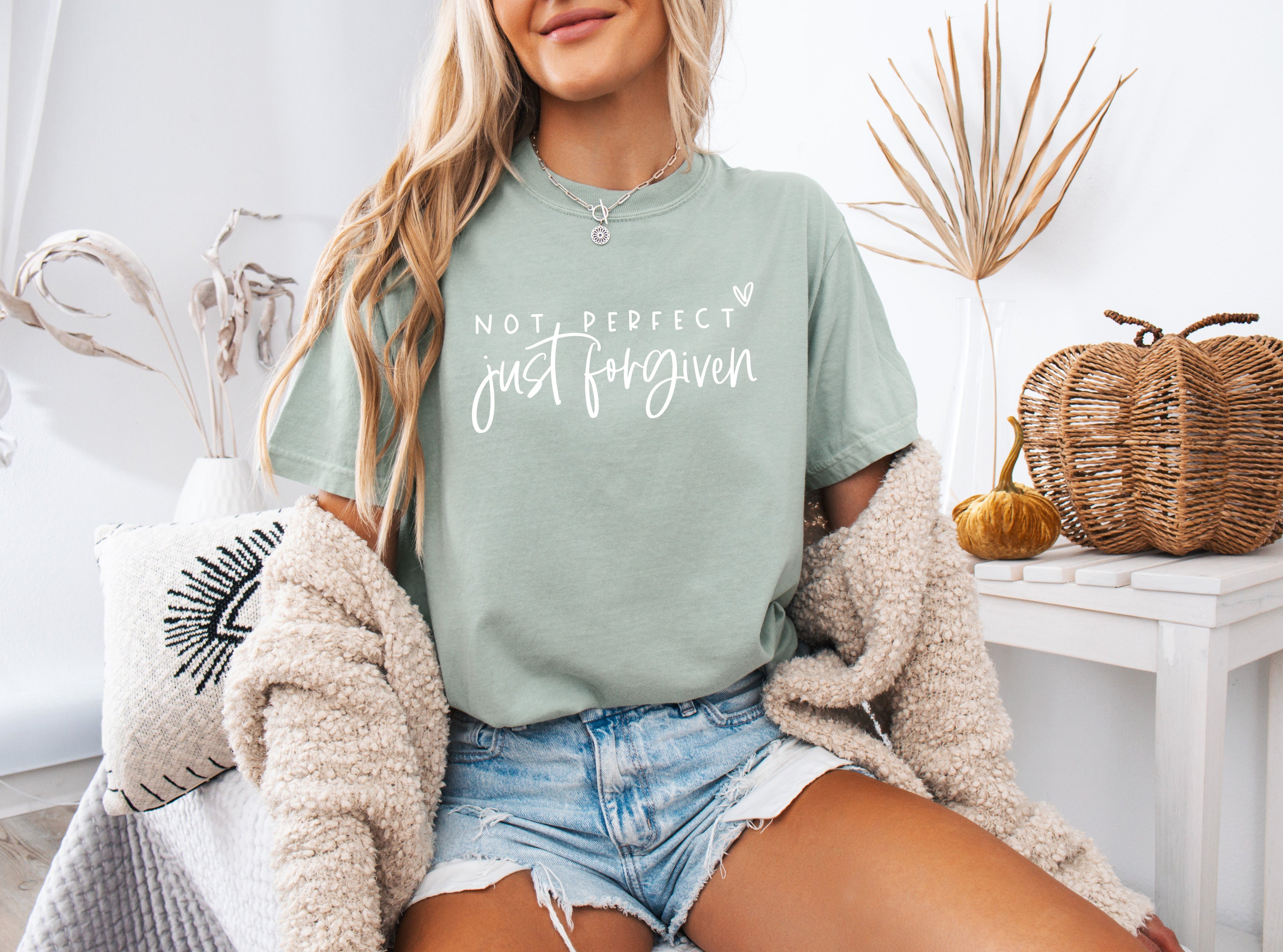 Not perfect Just Forgive Christian Comfort Colors Garment Dyed T Shirt